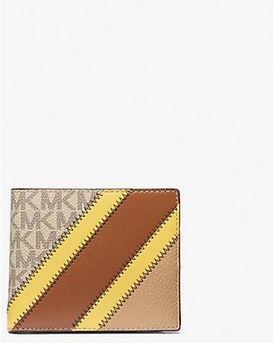 Michael Kors Cooper Logo And Striped Billfold Wallet - Natural