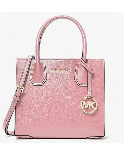 Michael Kors Mercer Medium Pebbled Leather Crossbody Bag - Pink