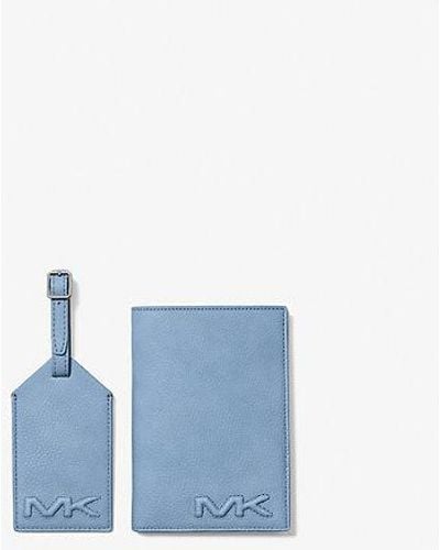 Michael Kors Cooper Passport Case And Luggage Tag Gift Set - Blue