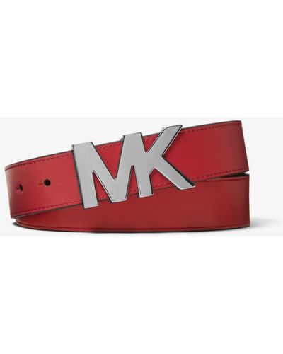 Michael Kors Leather Logo-buckle Belt - Red