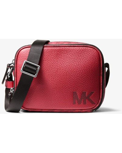 Michael Kors Hudson Pebbled Leather Crossbody Bag - Red