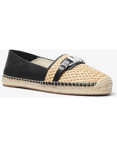 MICHAEL Michael Kors Ember Leather And Straw Espadrille - White