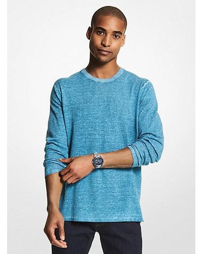 Michael Kors Linen And Cotton Blend Sweater - Blue