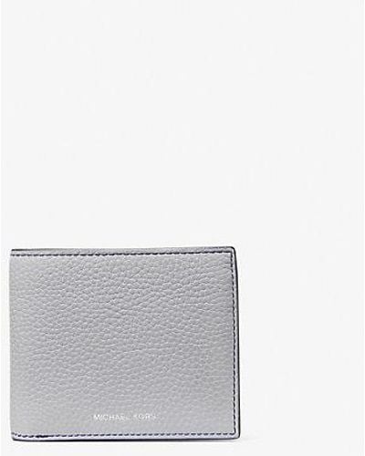Michael Kors Mk Hudson Pebbled Leather Billfold Wallet - White