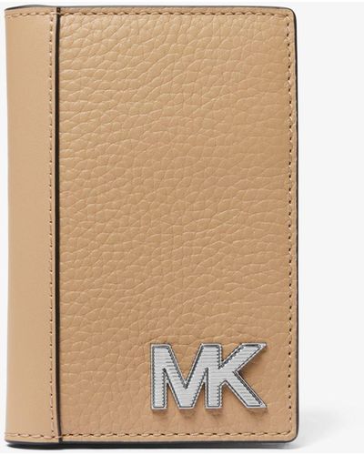 Michael Kors Hudson Pebbled Leather Card Case - Natural