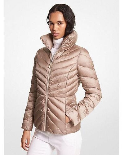 Michael Kors Quilted Nylon Packable Puffer Jacket - Natural