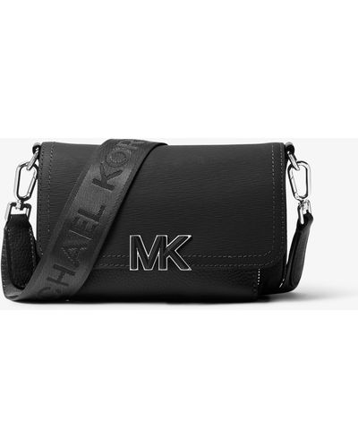 Michael Kors Hudson Textured Leather Crossbody Bag - Black