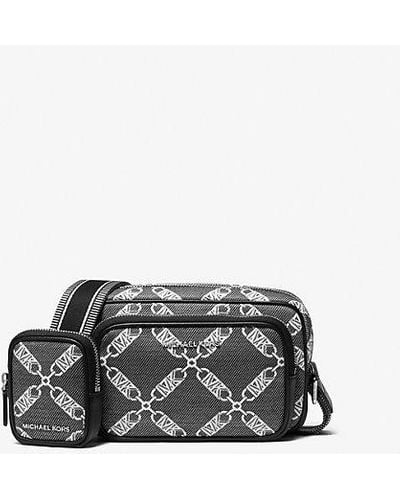 Michael Kors Mk Hudson Empire Logo Jacquard Camera Bag - Gray