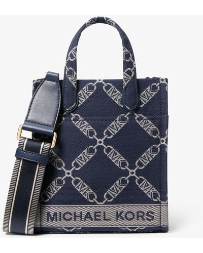 Michael Kors Très petit sac à bandoulière Gigi en jacquard avec logo Empire - Bleu