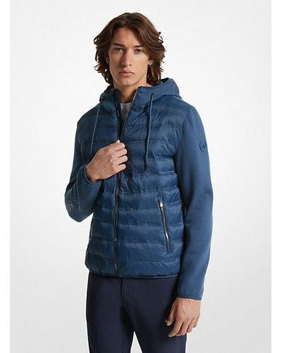 Michael Kors Galway Quilted Mixed-media Jacket - Blue