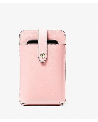 Michael Kors Saffiano Leather Smartphone Crossbody Bag - Pink