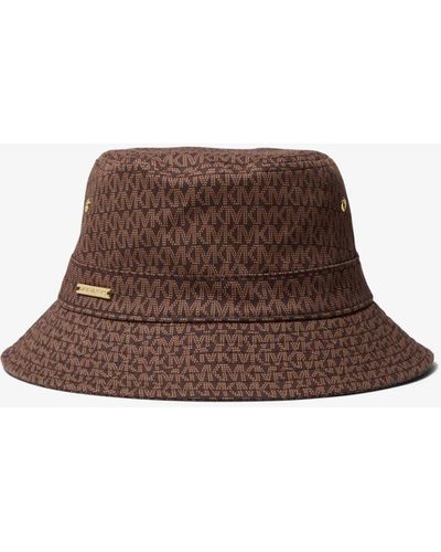 Michael Kors Logo Print Organic Cotton Blend Bucket Hat - Brown