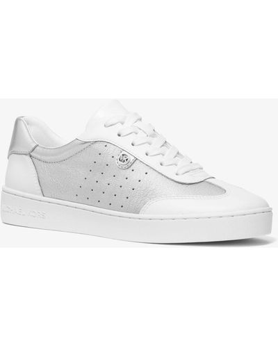 MICHAEL Michael Kors Mk Scotty Metallic Leather Trainers - White