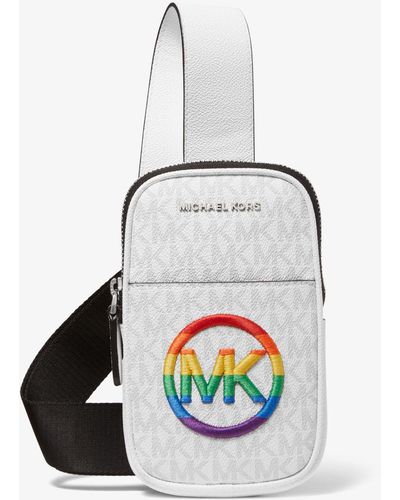 Michael Kors Pride Smartphone-Umhängetasche Hudson Mit Logostickerei - Weiß