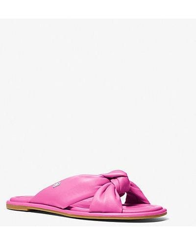Michael Kors Elena Leather Slide Sandal - Pink