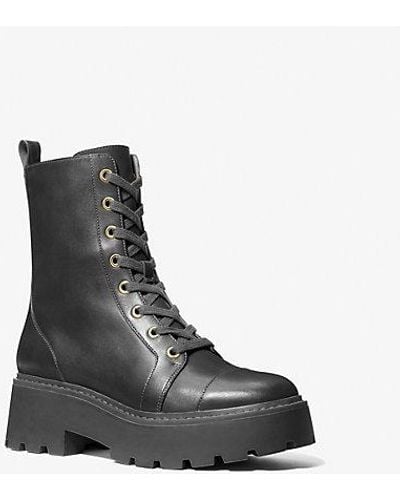 Michael Kors Blake Leather Combat Boot - Black
