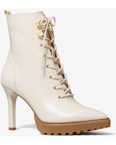 Michael Kors Kyle Leather Lace-up Boot - Natural