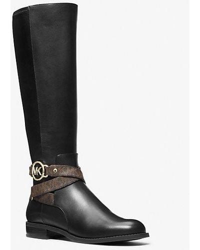 Michael Kors Rory Leather And Logo Boot - Black