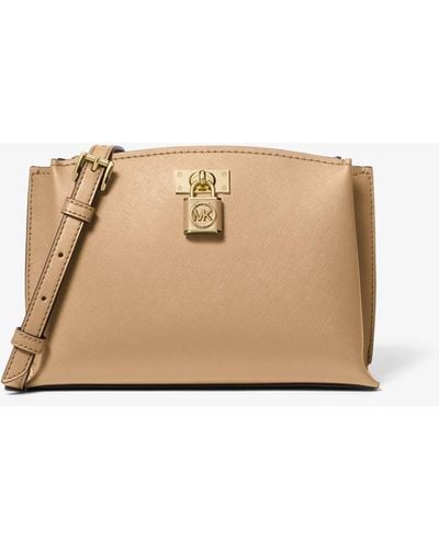 MICHAEL Michael Kors Ruby Medium Saffiano Leather Messenger Bag - Natural