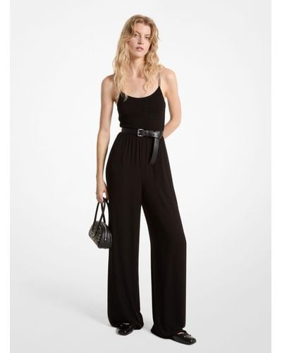 Michael Kors Smocked Georgette Chain Jumpsuit - White