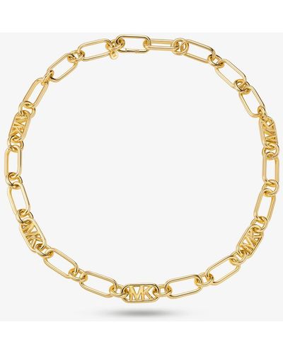 Michael Kors Precious Metal-plated Brass Chain Link Necklace - White