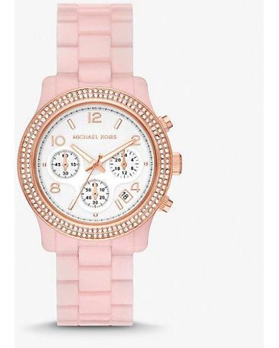 Michael Kors Mk7424 - Runway Chronograph Blush Acetate Watch - Pink