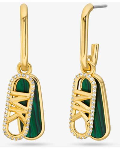 Michael Kors Precious Metal-plated Brass And Acetate Pavé Empire Link Earrings - White