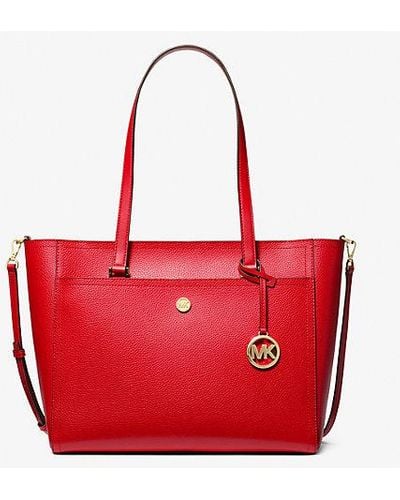 Michael Kors Maisie Large Pebbled Leather 3-in-1 Tote Bag - Red