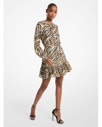 MICHAEL Michael Kors Zebra Fil Coupé Belted Mini Dress - Natural