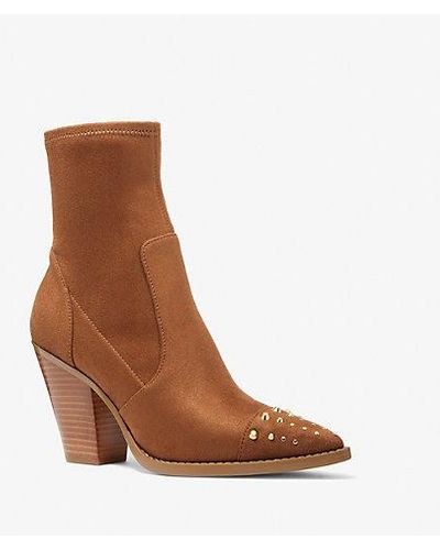 Michael Kors Dover Studded Faux Suede Boot - Brown