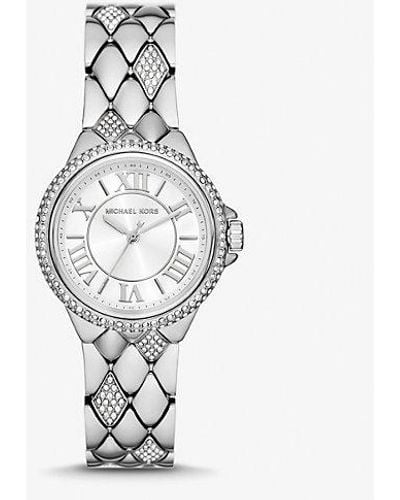Michael Kors Mini Camille Pavé Silver-tone Watch - White
