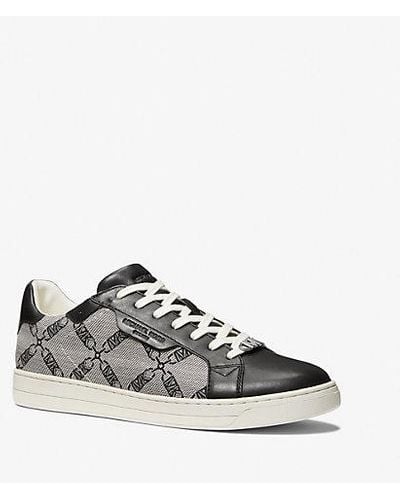 Michael Kors Keating Empire Logo Jacquard And Leather Trainers - White