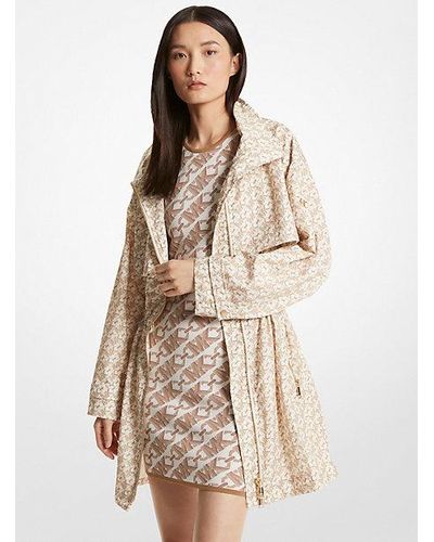 Michael Kors Empire Signature Logo Print Woven Anorak - Natural