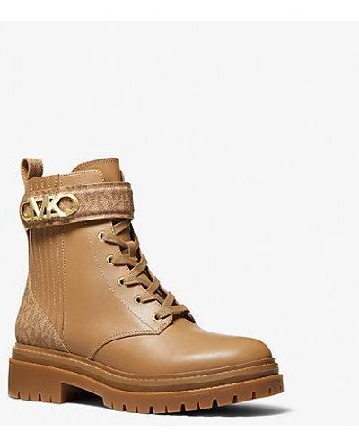 Michael Kors Parker Leather Combat Boot - Natural