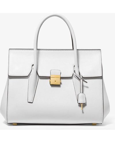 Michael Kors Campbell Medium Leather Satchel - White