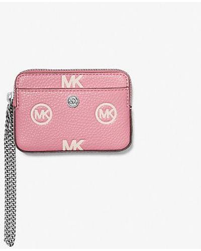 Michael Kors Medium Logo Debossed Chain Card Case - Pink
