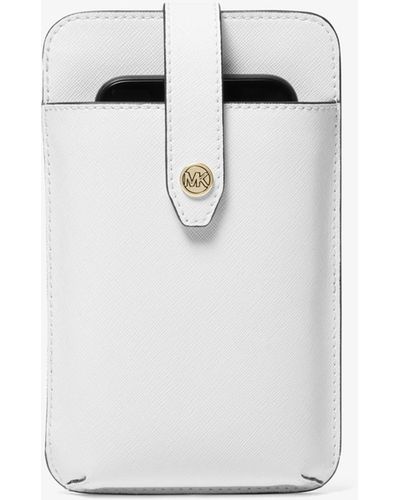 Michael Kors Saffiano Leather Smartphone Crossbody Bag - White