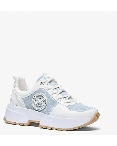 Michael Kors Cosmo Two-tone Washed Denim Sneaker - White