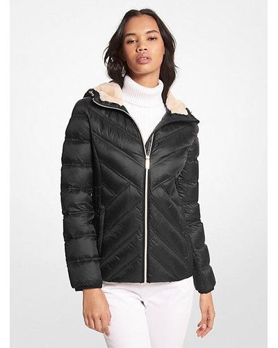 Michael Kors Nylon Packable Hooded Jacket - Black