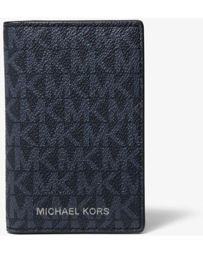 Michael Kors Porta carte di credito a libro Mason con logo - Blu