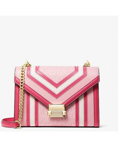 Michael Kors Whitney Medium Color-block And Signature Logo Shoulder Bag - Pink
