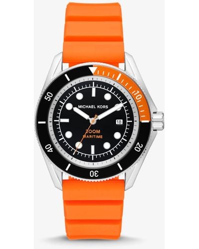 Michael Kors Mk Oversized Maritime Silicone Watch - Orange