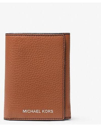 Michael Kors Cooper Pebbled Leather Tri-fold Wallet - Brown