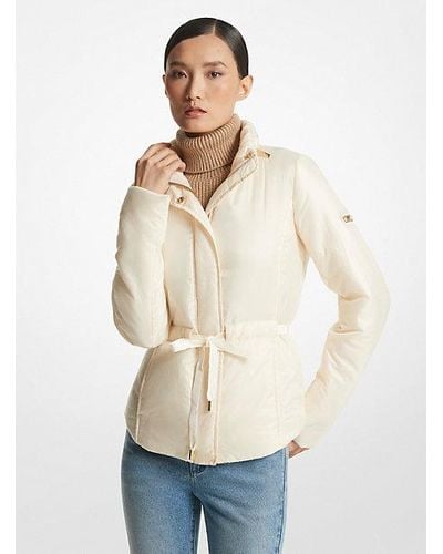 Michael Kors Recycled Satin Ciré Puffer Jacket - Natural