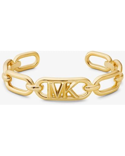 Michael Kors Brazalete de cadena de eslabones de latón chapado en metal precioso con logotipo imperio - Metálico