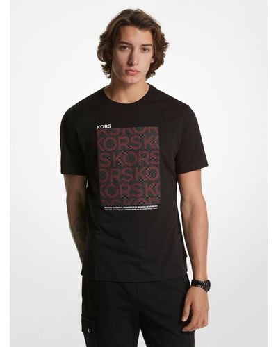 Michael Kors T-shirt color block in cotone e mesh con scritta KORS - Nero