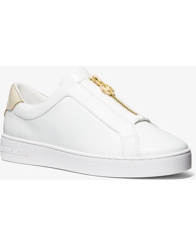 Michael Kors Basket Keaton en cuir avec fermeture à glissière - Blanc