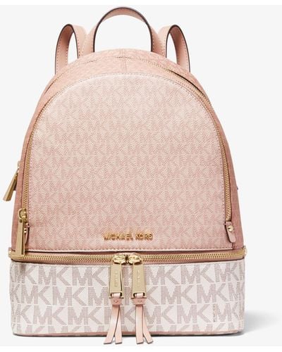 Michael Kors Rhea Medium Color-block Logo Backpack - Pink