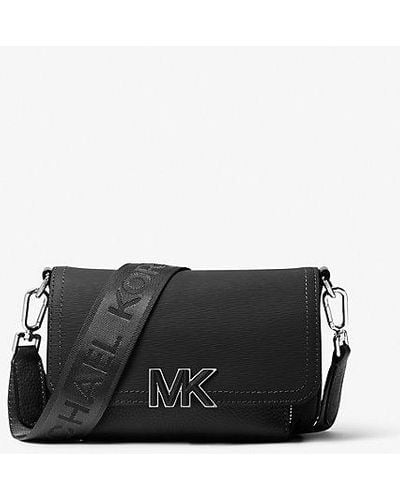 Michael Kors Mk Hudson Textured Leather Crossbody Bag - Black