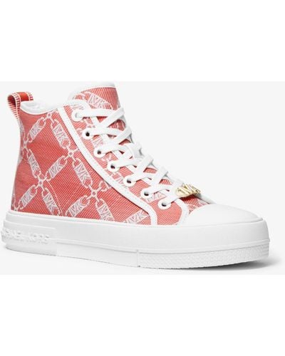 Michael Kors Hi-Top-Sneaker Evy Aus Jacquard Mit Empire-Logomuster - Pink